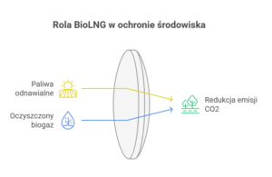 Schemat przedstawiający rolę BioLNG w ochronie środowiska.